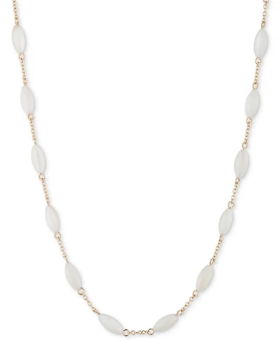 Lauren Ralph Lauren Gold-Tone Mother-Of-Pearl Station Collar Necklace, 16" + 3" extender