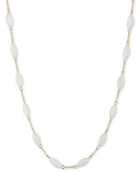 Lauren Ralph Lauren Gold-Tone Mother-Of-Pearl Station Collar Necklace, 16" + 3" extender