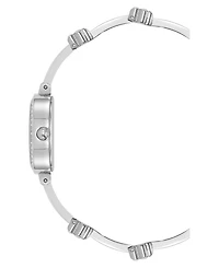 Anne Klein Women's Quartz Delicate Crystal Flower Silver-Tone Stainless Steel Bracelet Watch Set, 19mm
