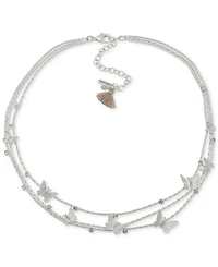 lonna & lilly's Silver-Tone Crystal Butterfly Three-Row Necklace, 17-1/2" + 3" extender