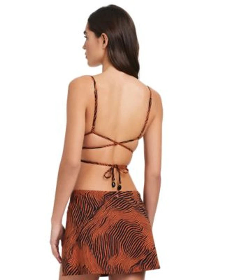 Red Carter Womens Strappy Back Triangle Bikini Top O Ring Skirt Swim Cover Up
