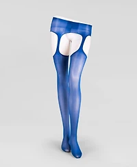 Lechery Women's Lustrous Silky Shiny Sheer Suspender Crotchless High-Waist Pantyhose Tights