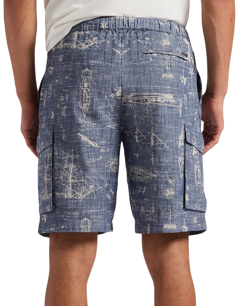 Men's Relaxed-Fit Halten Nautical Graphic Cargo Shorts