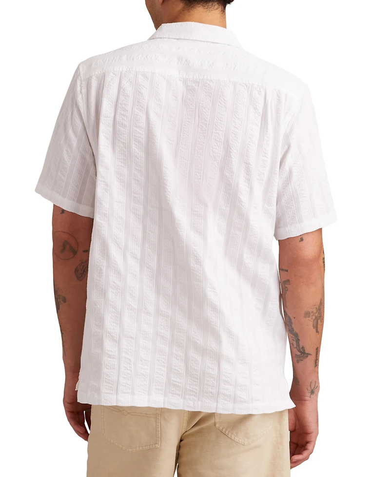 Lucky Brand Men's Short Sleeve Seersucker Button-Front Camp Shirt