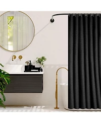 Complete Burlap-Texture Polyresin Bathroom Decor & Accessory Set with Shower Curtain
