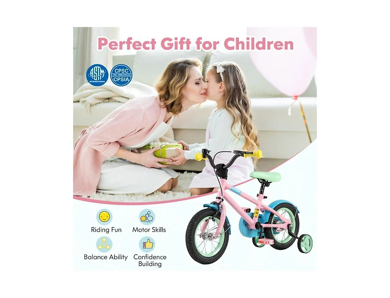 12-Inch Kids Bike with Adjustable Handlebar and Saddle, Lightweight Desig