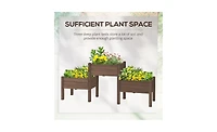 Durable Wooden Planter Box with Elevated Flower Shelf