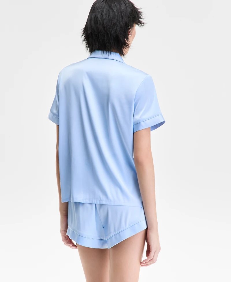 I.n.c International Concepts Women's Stretch Satin Short-Sleeve Pajama Set