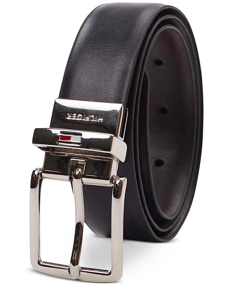 Tommy Hilfiger Big Boys Reversible Dress Belt with Logo Buckle