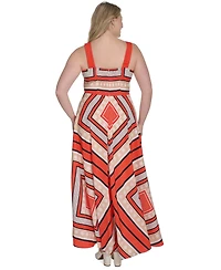 Eliza J Plus Printed Square-Neck Maxi Dress