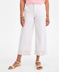 Women's High-Rise Embroidered-Cuff Crop Jeans, Exclusively at Macy's