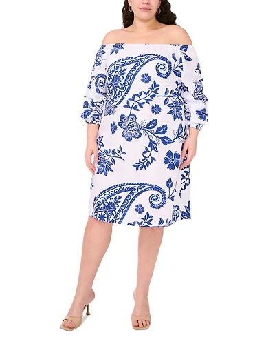 Msk Plus Cotton Off-The-Shoulder Shift Dress