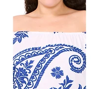 Msk Plus Cotton Off-The-Shoulder Shift Dress