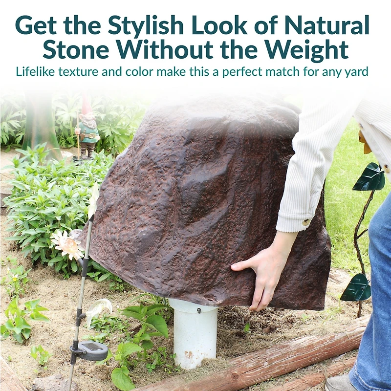 Outdoor Polyresin Landscape Rock Septic Cover with Stakes