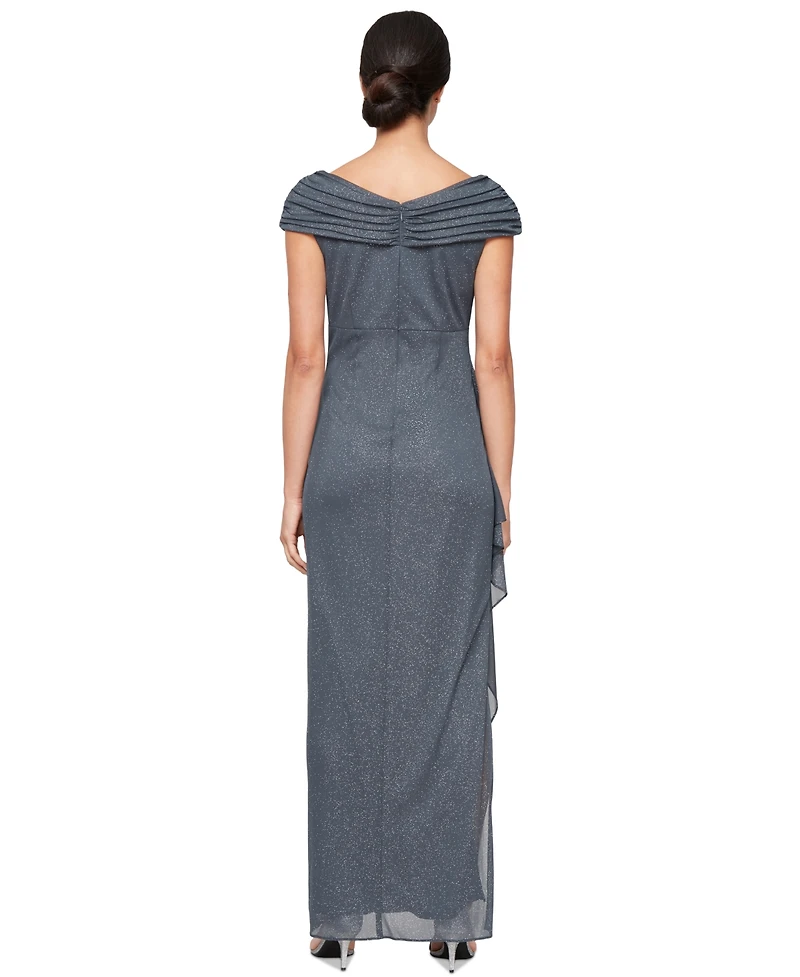 Alex Evenings Women's Glittered Ruched Gown
