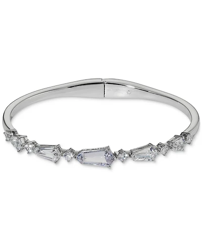 Eliot Danori Silver-Tone Cubic Zirconia Bangle Bracelet, Exclusively at Macy's