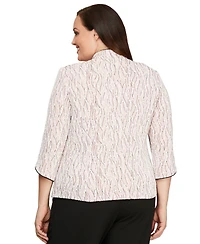 Alex Evenings Plus Size Mandarin-Collar Jacket & Top Set