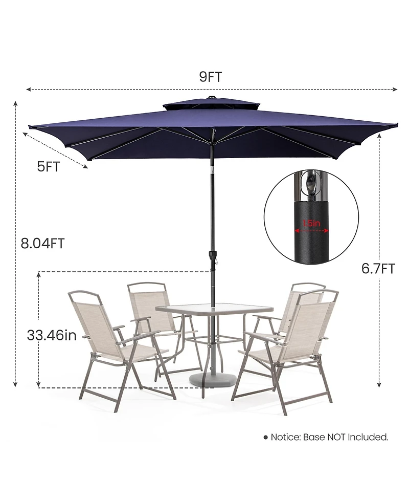 Adjustable Rectangular Tilt Patio Umbrella – Outdoor Shade for Garden & Deck