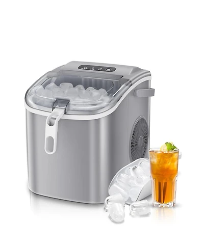 Zafro Portable Countertop Ice Maker Machine with Self-Cleaning, 9 Cubes Ready 6 Minutes, 26lbs/24H Production, Includes Scoop and Baske
