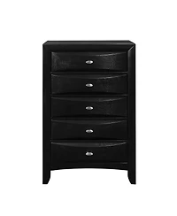 Solid Wood Five-Drawer Dresser with Mirrored Accents for Bedroom Storage