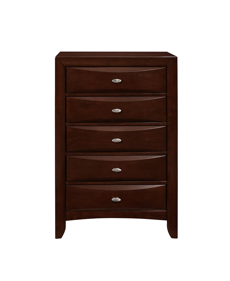 Solid Wood Five-Drawer Dresser with Mirrored Accents for Bedroom Storage