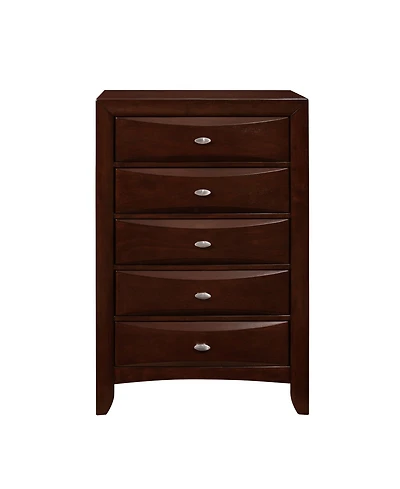 Solid Wood Five-Drawer Dresser with Mirrored Accents for Bedroom Storage