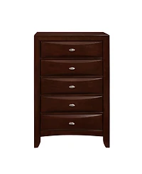 Solid Wood Five-Drawer Dresser with Mirrored Accents for Bedroom Storage
