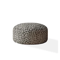 Textured Cotton Round Floral Pouf Ottoman – Chic and Comfortable