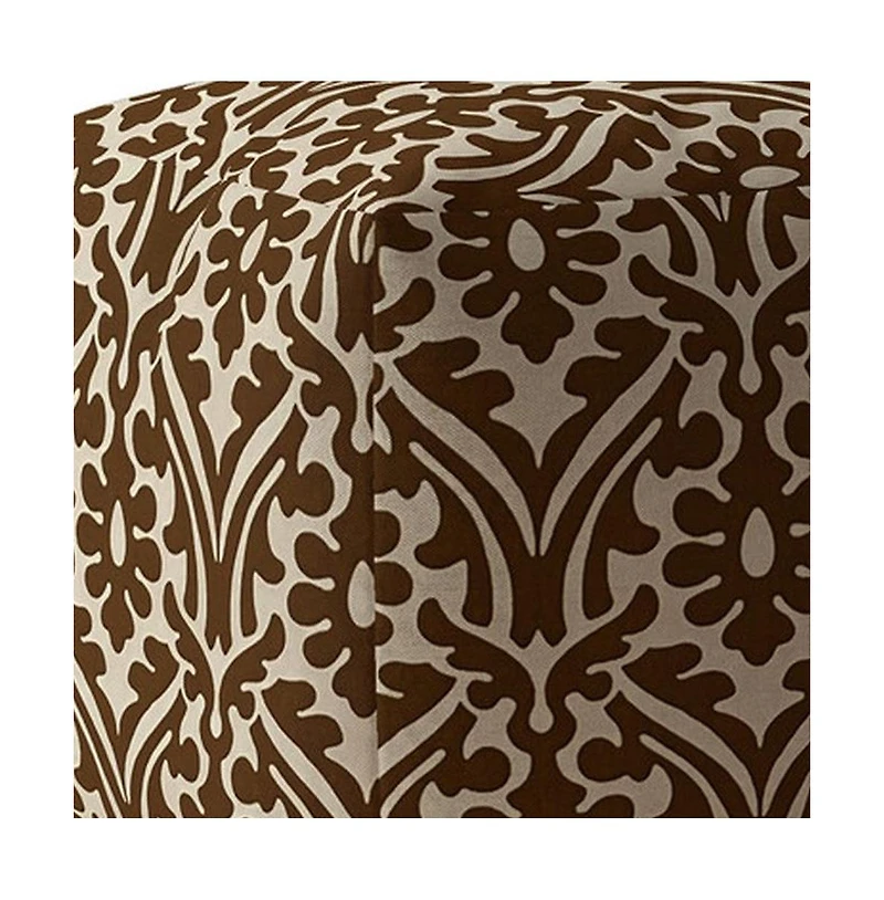 Cotton Damask Pouf Ottoman for Living Room and Bedroom Seating
