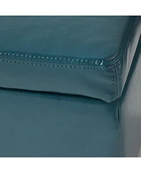 Faux Leather Storage Ottoman Bench with Lift-Top, Padded Seat, and Wooden Legs for Living Room, Bedroom, or Entryway-The Pop Home