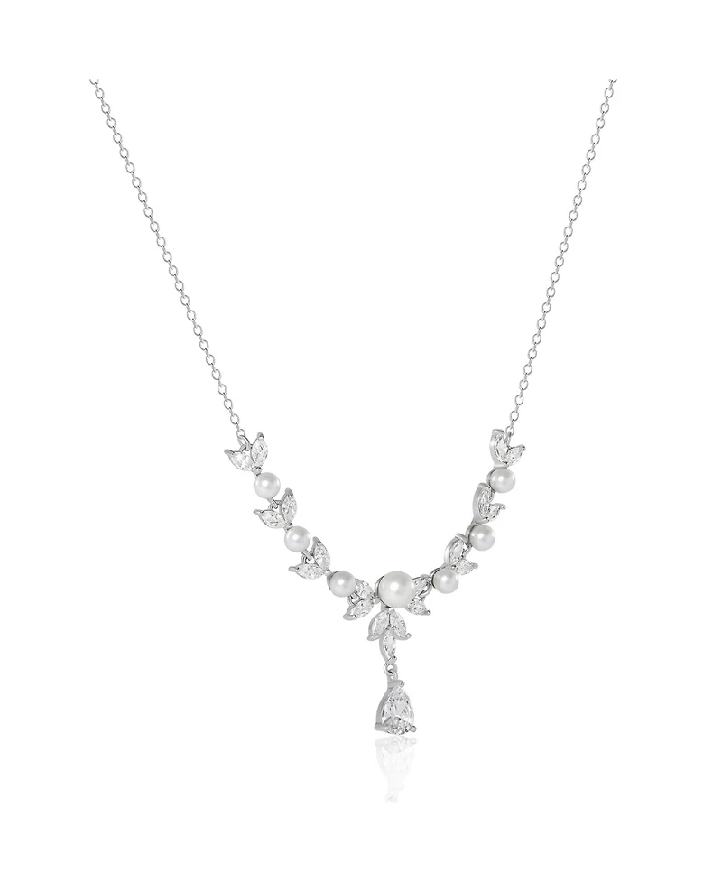 Jessica Simpson Pearl & Crystal Drop Necklace