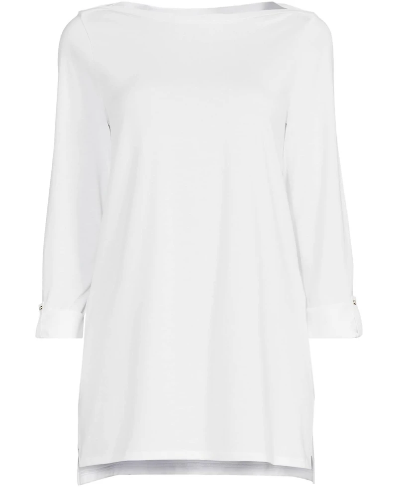 Lands' End Women's Plus Supima Cotton Adjustable 3/4 Sleeve Boatneck Tunic