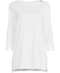 Lands' End Women's Plus Supima Cotton Adjustable 3/4 Sleeve Boatneck Tunic