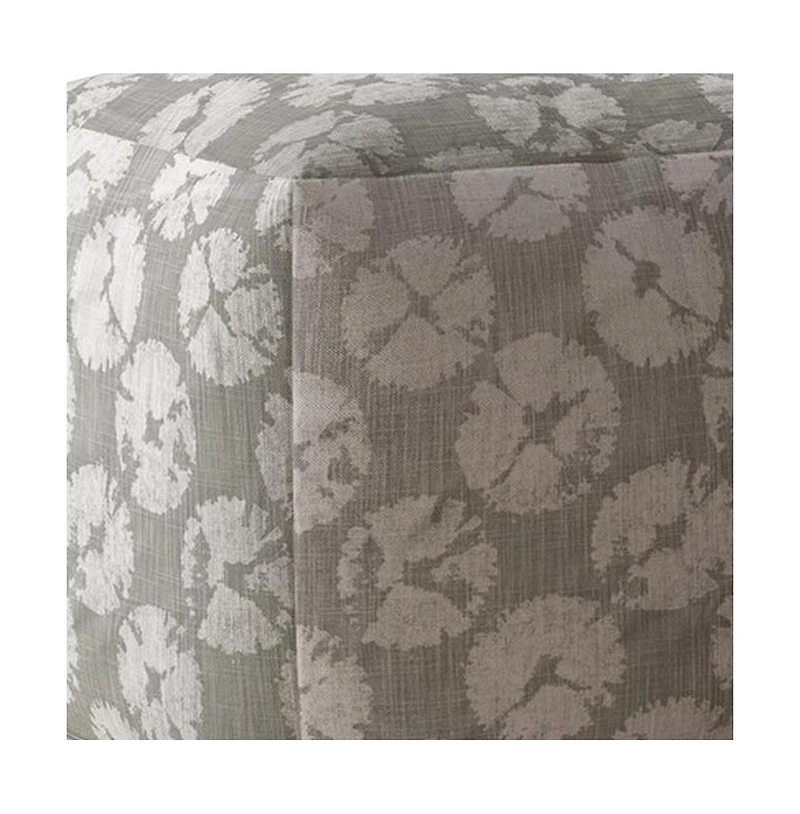 Canvas Floral Pouf Ottoman for Living Room and Bedroom Seating