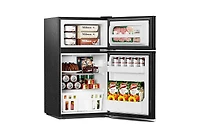 Zafro 3.2 cubic foot mini fridge with separate freezer compartment and double door design is perfect for a basement, apartment