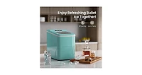 Zafro portable ice maker can make 9 bullet-shaped ice cubes in just 6-8 minutes and can make up to 26 pounds of ice cubes per day. It has two ice cube