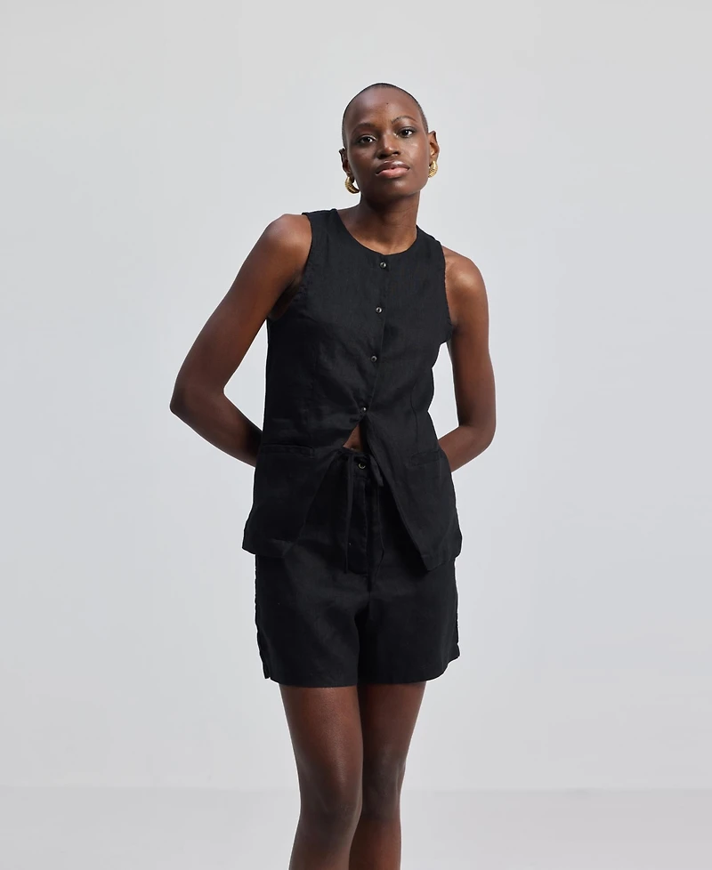 Reistor Women's Hemp Vest Jacket Black