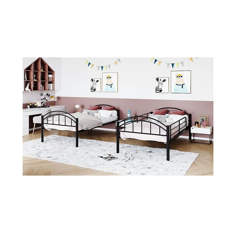 Heavy Duty Metal Bunk Bed with Noise-Free Design for Small Spaces