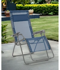 Reclining Steel Zero Gravity Chair with Cushion for Patio and Lawn