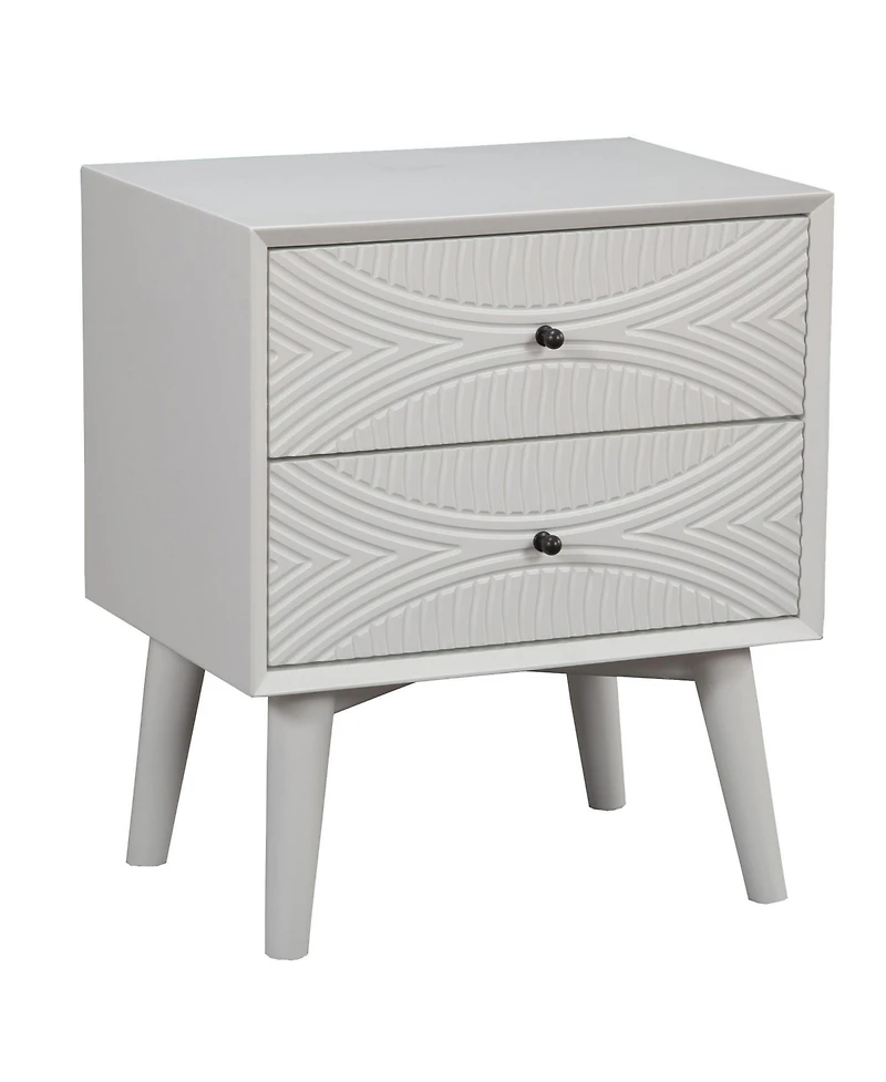 Modern Groovy 1-Drawer Wood Nightstand for Small Spaces