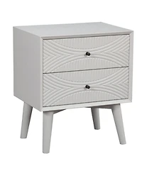 Modern Groovy 1-Drawer Wood Nightstand for Small Spaces