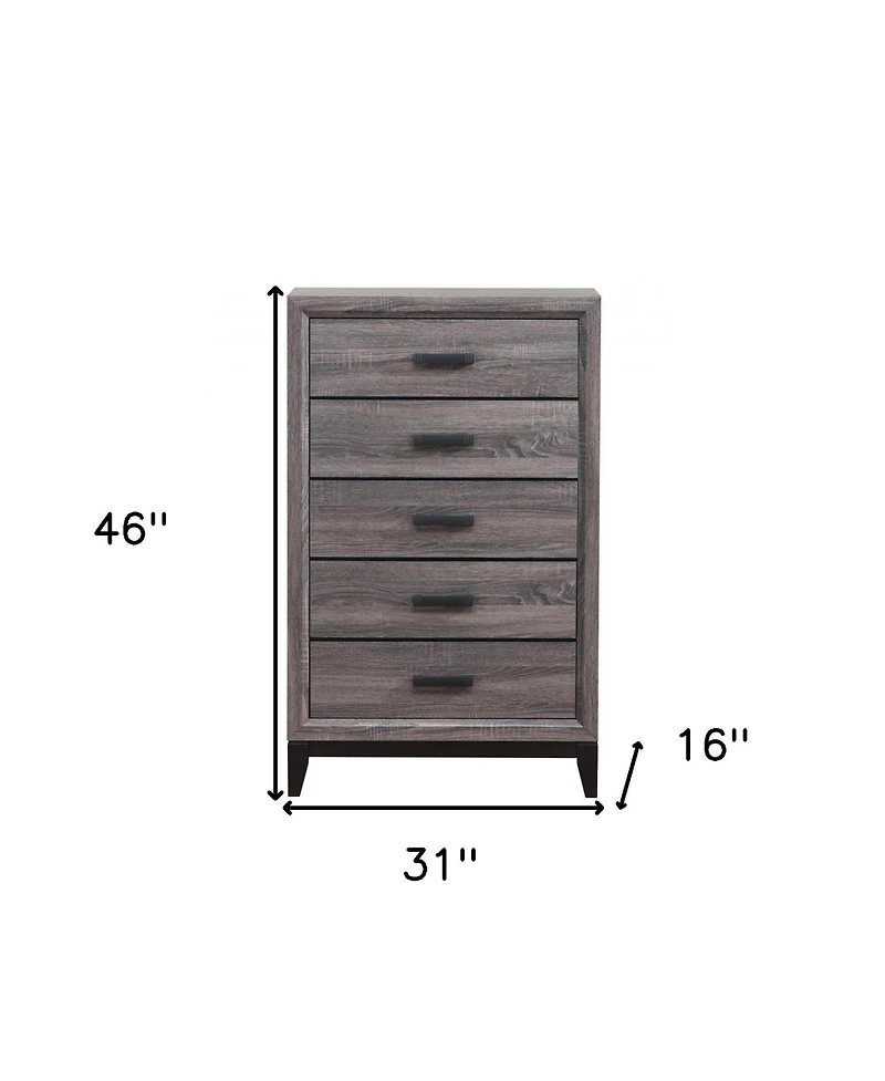 Solid Wood Five-Drawer Chest for Bedroom Storage and Organization