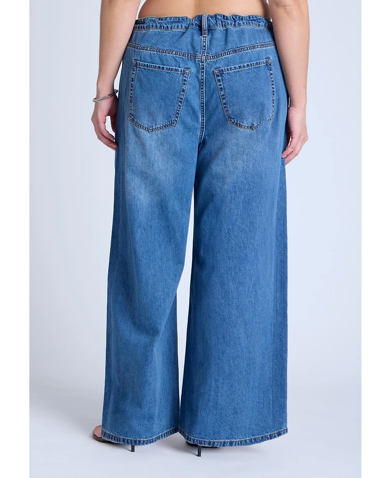 Eloquii Women's Loose Drawstring Waist Jean