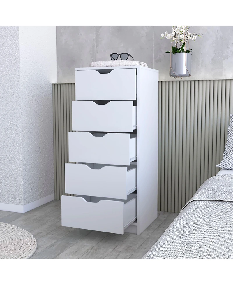 Manufactured Wood 5-Drawer Narrow Dresser – Space-Saving Design