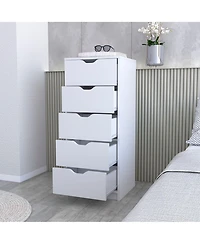 Manufactured Wood 5-Drawer Narrow Dresser – Space-Saving Design