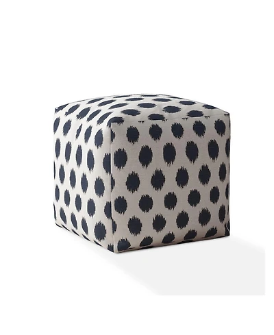17" Blue and White Canvas Polka Dots Pouf Ottoman