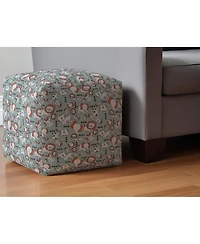 17" Gray and White Cotton Animal Print Pouf Ottoman