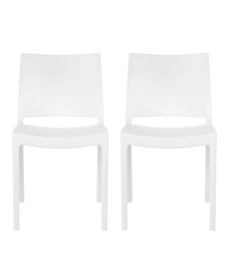 Modern Polypropylene Stackable Plastic Patio Dining Chair (Set of 2)
