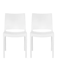 Modern Polypropylene Stackable Plastic Patio Dining Chair (Set of 2)