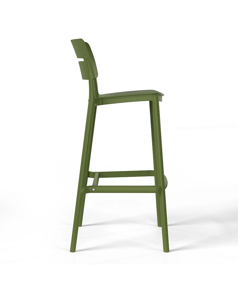 Stackable Polypropylene Resin Plastic Outdoor Patio Bar Stools (Set of 2)